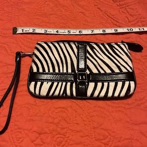 Wilson’s Leather zebra print pony hair leather wristlet